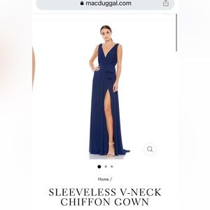 Mac Duggal Sleeveless V-Neck Chiffon Gown